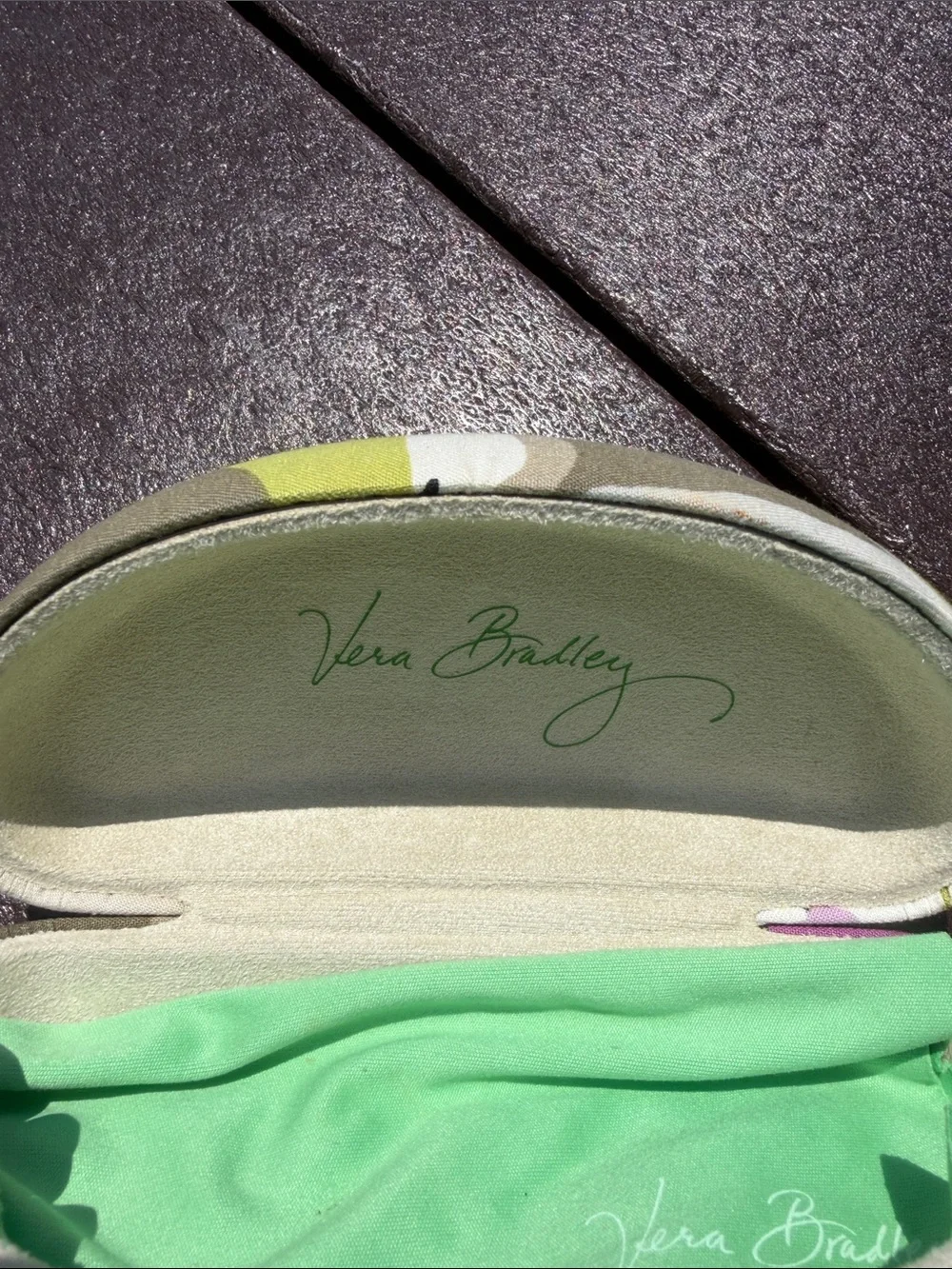Vera Bradley Floral Hard Shell Eyeglass Case in Lime, Olive & Cream
